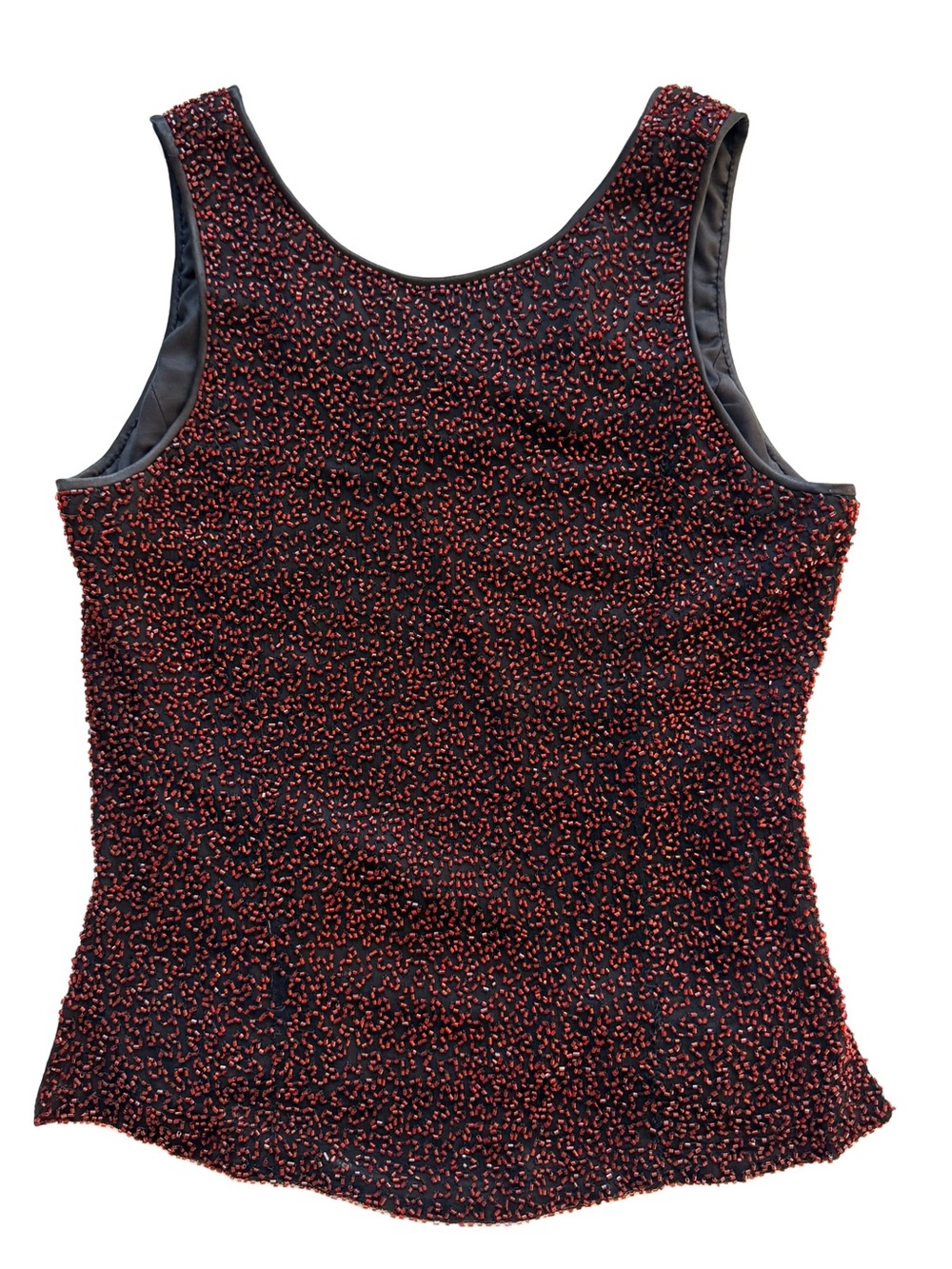 Vintage Laurence Kazar Heavily Beaded Silk Evening Blouse Red Black M